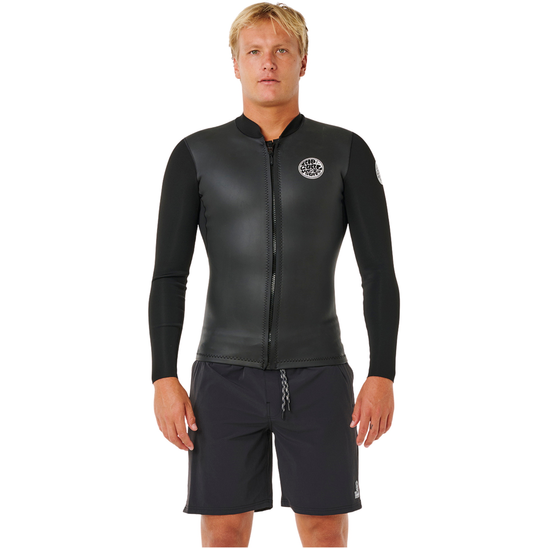 2026 Rip Curl Männer Dawn Patrol 1.5mm Front Zip Jacke 12NMWJ - Black